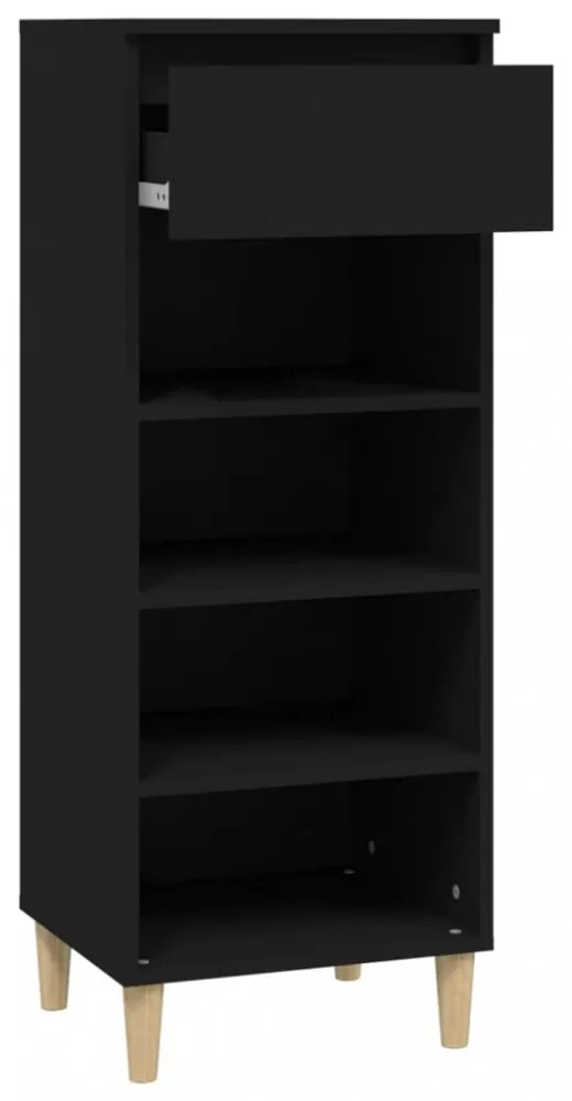 fekete szerelt fa cipősszekrény 40x36x105 cm