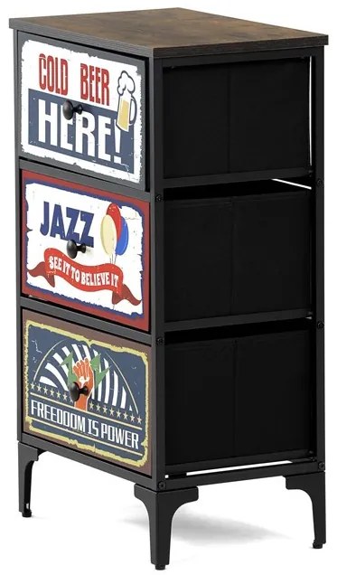 Többszínű MDF Komód 45×30×77 cm. AUK-W2001 BK