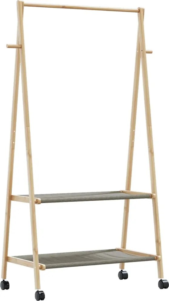 vidaXL bambusz ruhaállvány polcokkal és kerekekkel 96x45,5x155,5 cm