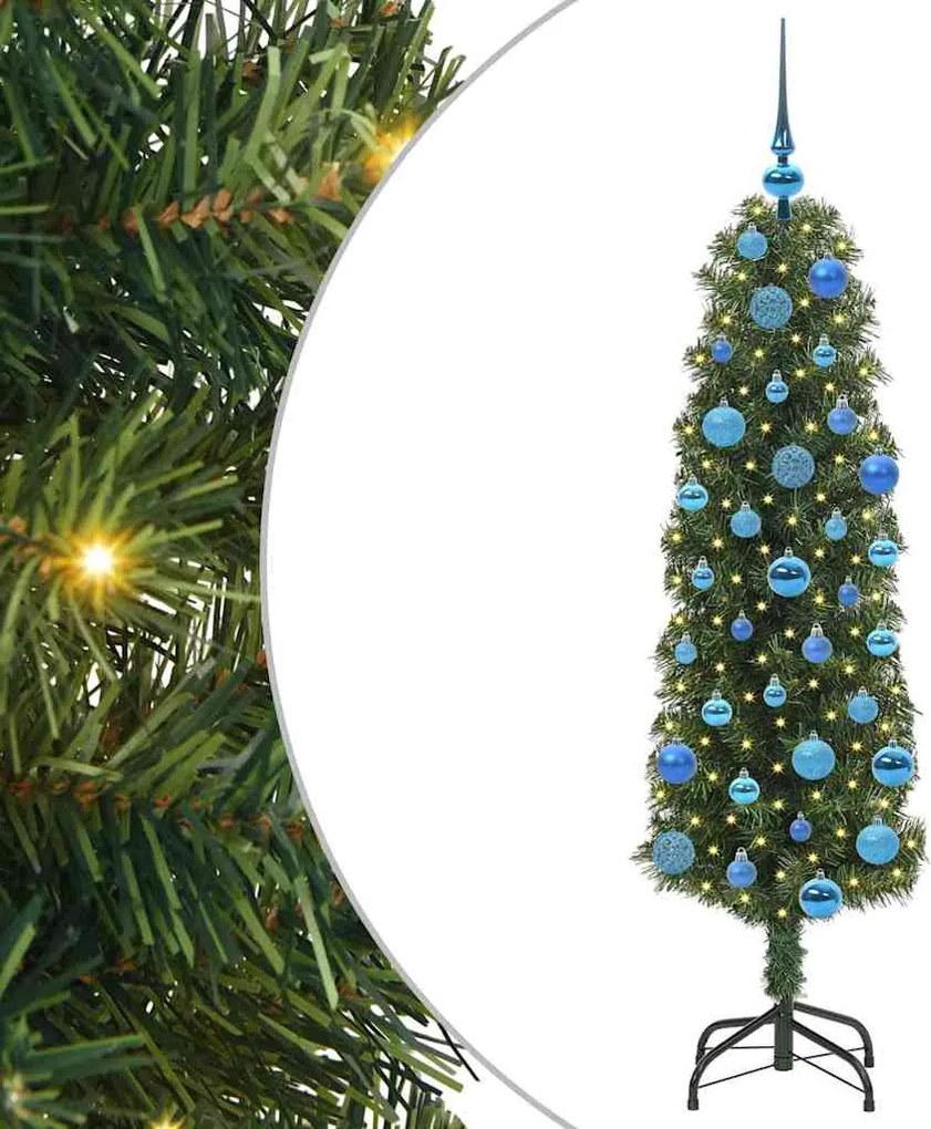 vidaXL Mű karácsonyfa 150 LED-del Zöld 150 cm PVC, acél és műanyag