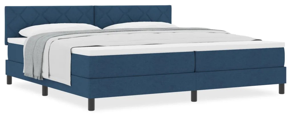 Box Spring Ágy Matraccal Kék 200x200 cm Szövet
