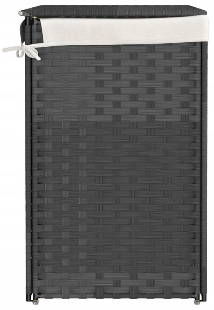 szürke polyrattan szennyeskosár 2 rekesszel 53x33x57 cm