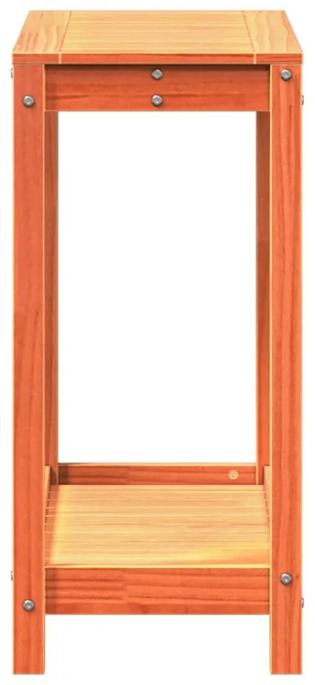 viaszbarna tömör fenyőfa ültetőasztal polccal 82,5 x 35 x 75 cm