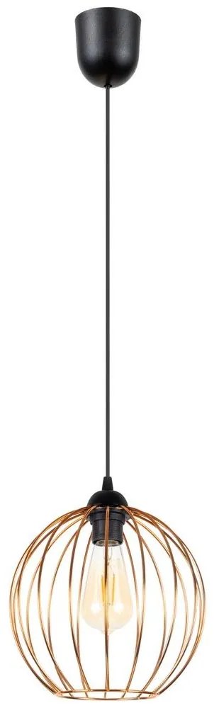 Csillár zsinóron MATT 1xE27/60W/230V fekete/réz