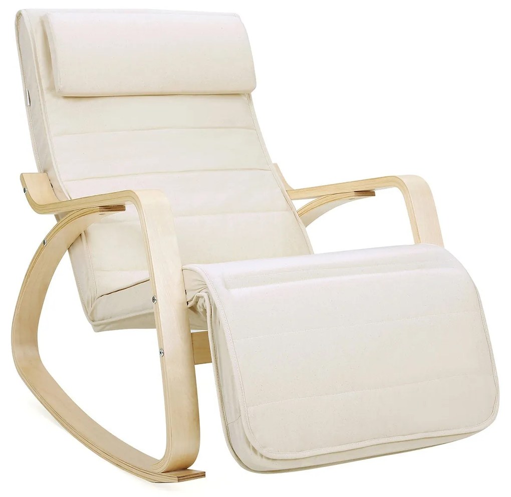 Hintaszék, nyírfából készült pihenő fotel, bézs