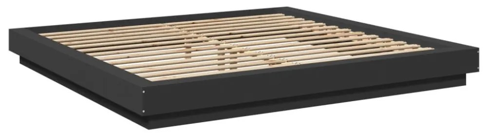 vidaXL fekete szerelt fa ágykeret LED-világítással 180 x 200 cm