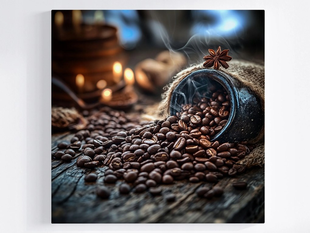 Poszter Kávébab Arabica Robusta Kávézó Tűz 80x80