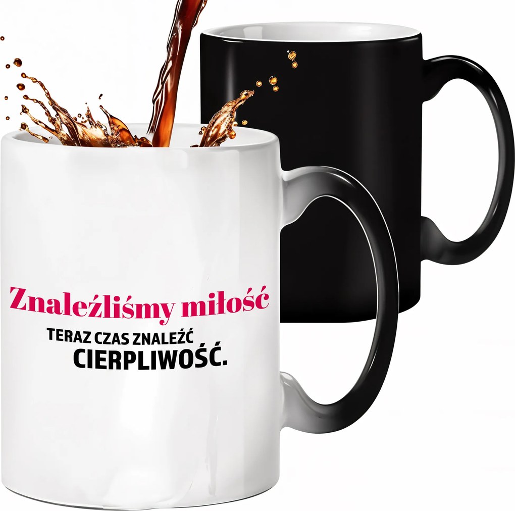 Mágikus Bögre Fekete Megtaláltuk A Szerelmet, Itt Az Ideje A Türelemnek Esküvő