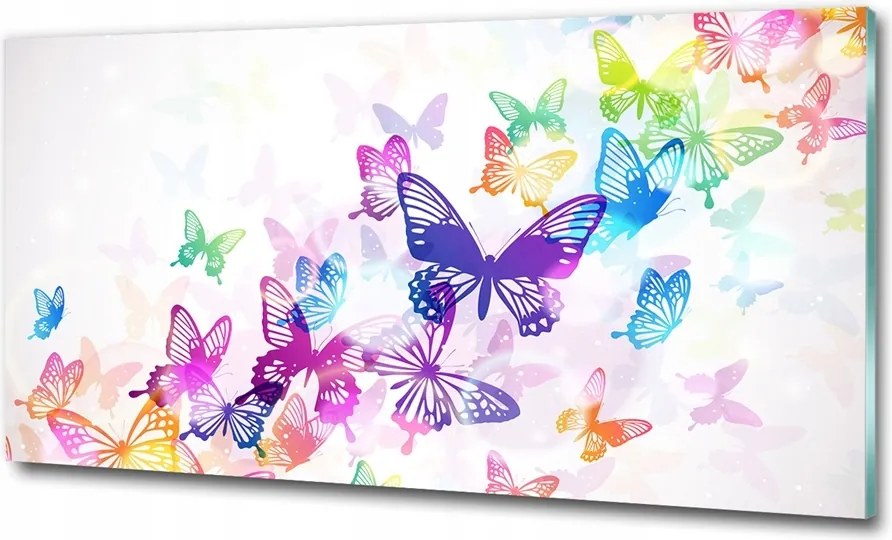 Fotótapéta üvegfalra Színes pillangók 125x50