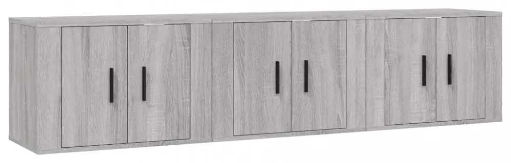 3 db szürke sonoma falra szerelhető TV-szekrény 57x34,5x40 cm