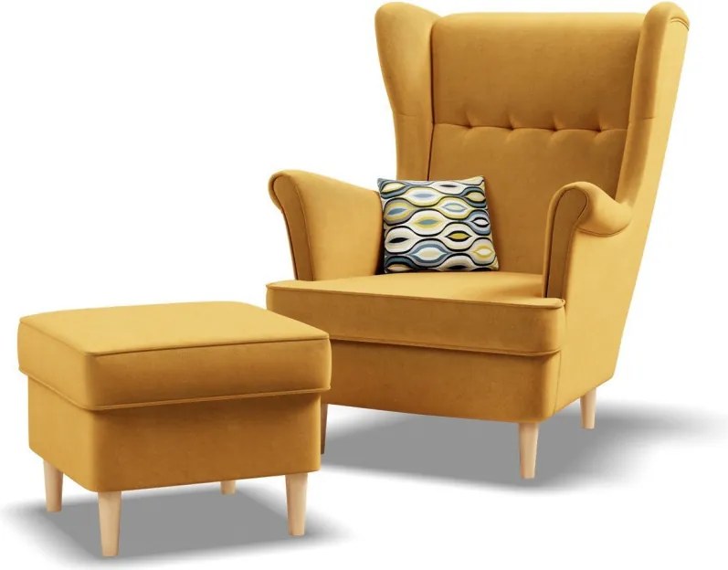 Uszak lábtartó, bársony, sárga