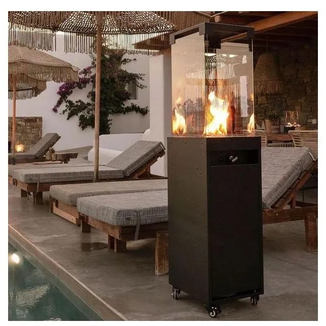 Planika Faro GAS - Kültéri gáz kandalló 142x36 cm 8kW fekete + védőborítás