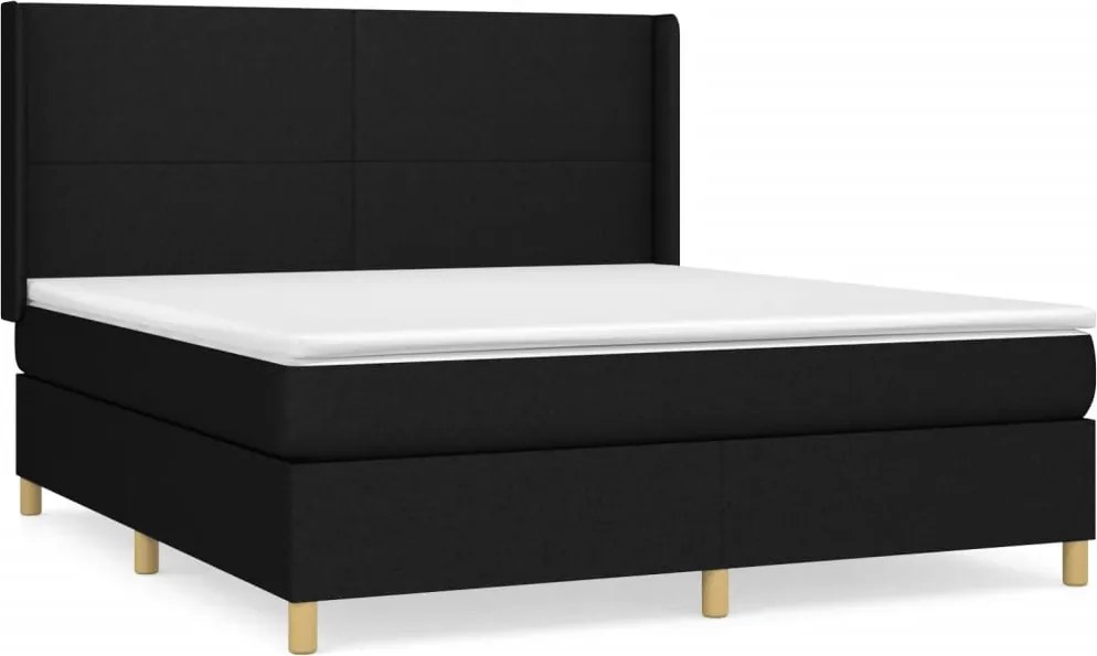 vidaXL fekete szövet rugós ágy matraccal 160x200 cm