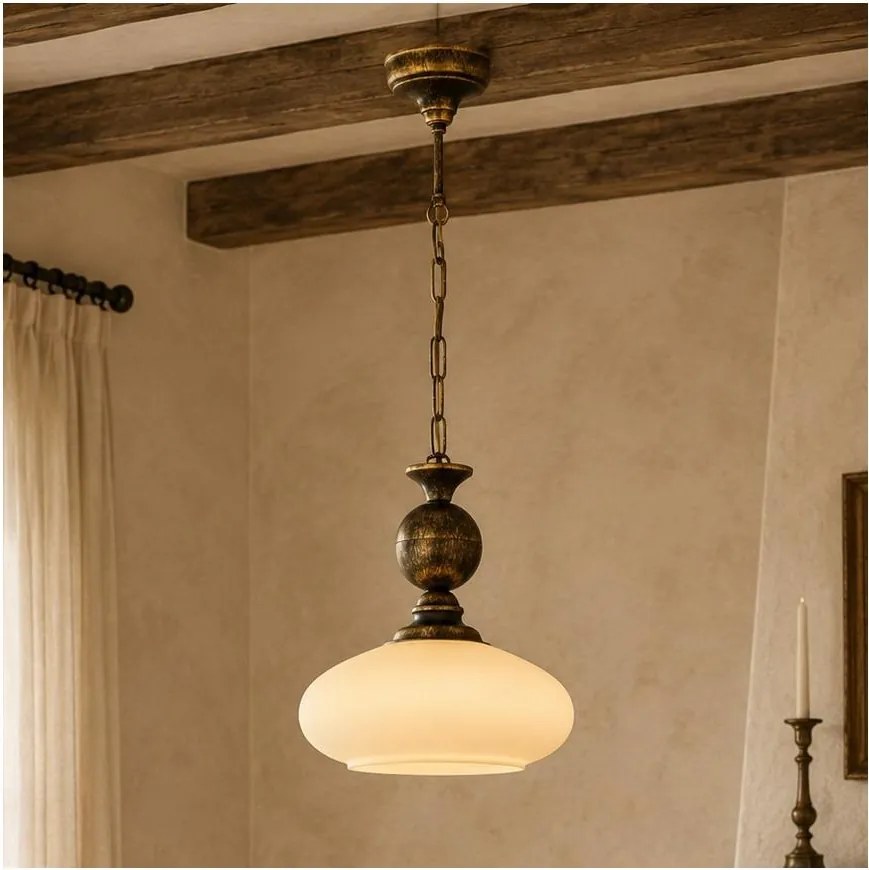 BRILAGI - Láncra függesztett MOLLERO csillár 1xE27/15W/230V, átm. 24 cm, bronz/patina