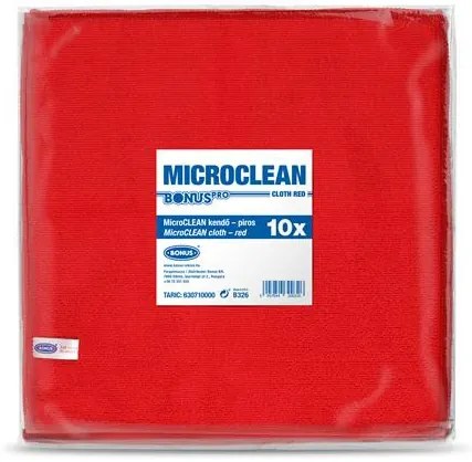 Törlőkendő, mikroszálas, univerzális, 10 db, 32x32 cm, BONUS MicroCLEAN, piros (KHT1296)