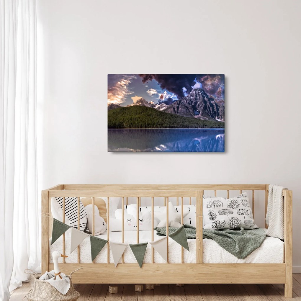 A tó és a hegyek képe (90x60 cm)