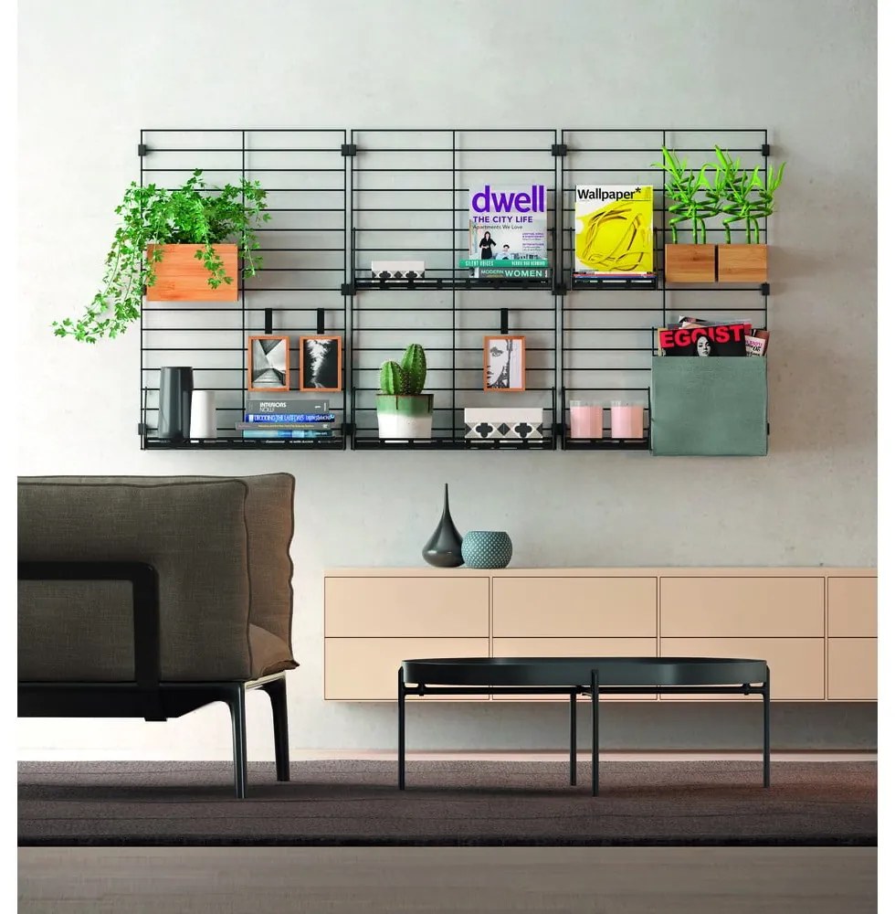 Fekete fém bútorelem - polc 43x15 cm Mural – Metaltex