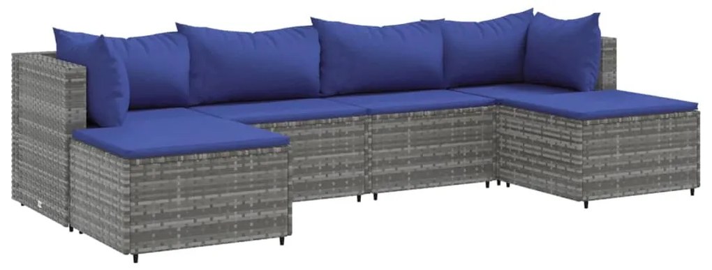 6 részes szürke polyrattan kerti ülőgarnitúra párnákkal