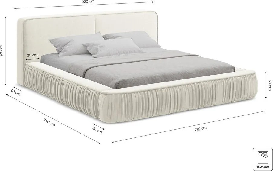 Zöld kárpitozott ágyneműtartós franciaágy ágyráccsal 180x200 cm Keoni – Makamii