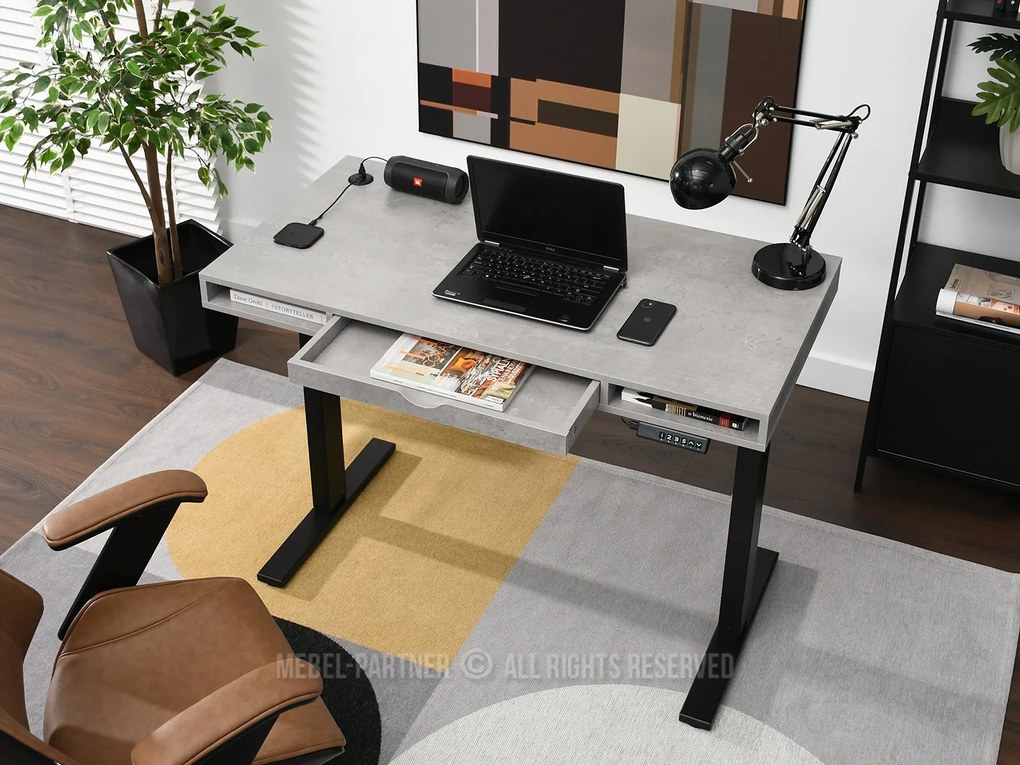 PC asztal Osto 120 (beton + fekete). 1109821