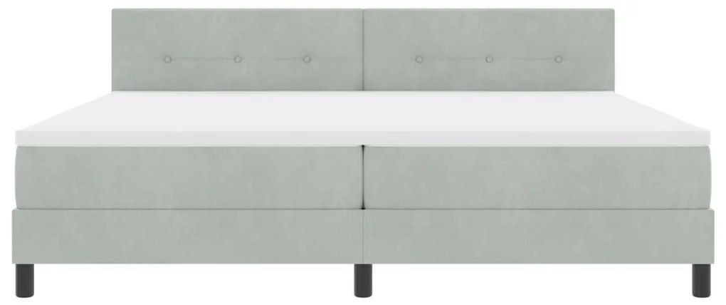 Boxspring Ágy Matraccal Világosszürke 200x200 cm Bársony