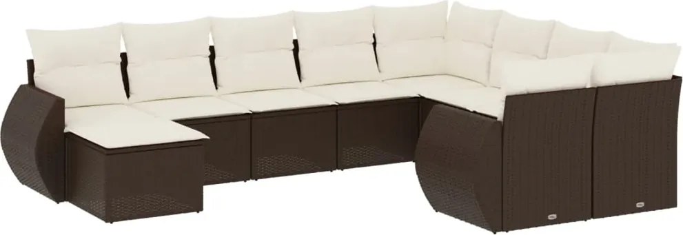vidaXL 10 részes barna polyrattan kerti ülőgarnitúra párnákkal
