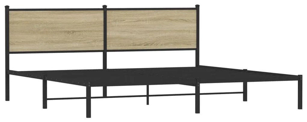 sonoma tölgy színű fém ágykeret matrac nélkül 200 x 200 cm