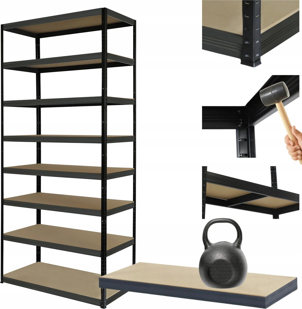 Tárolószekrény fém állvány Helios 270x110x30cm 8Px175kg 300EZER Komb