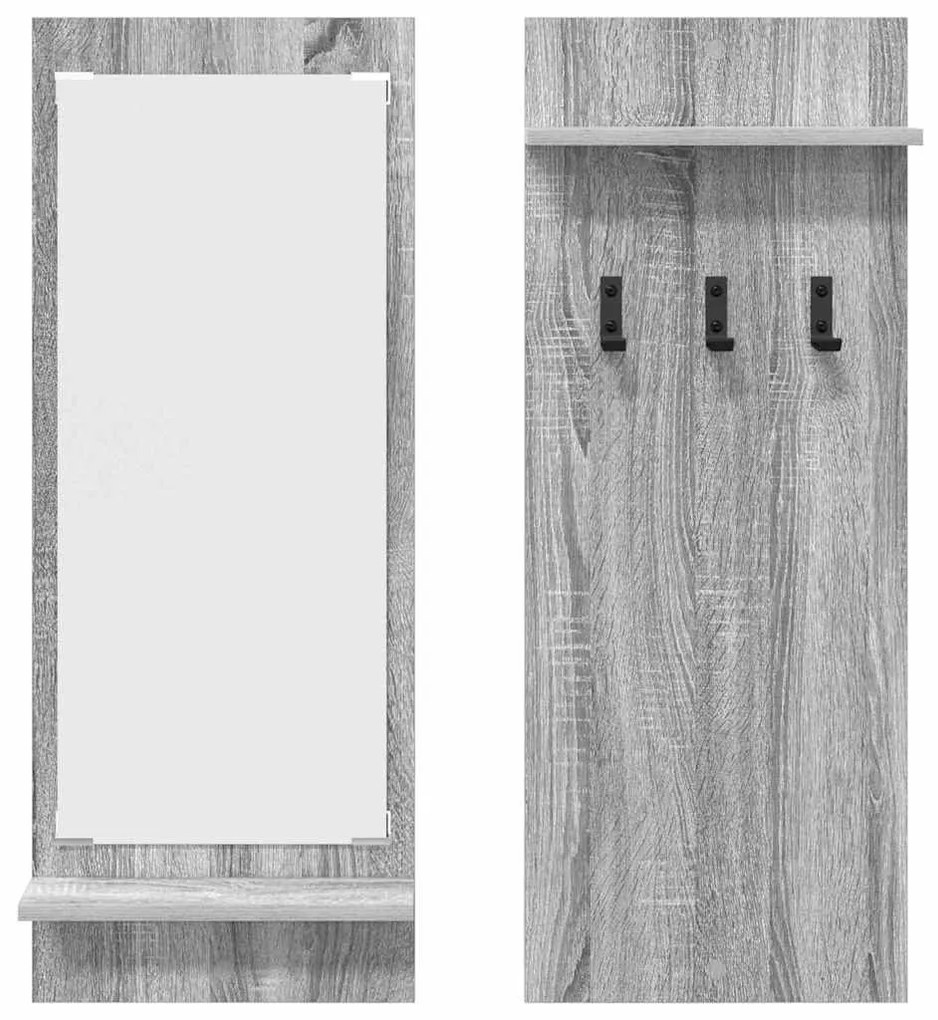Fali Kabáthorog polcokkal Szürke sonoma 70 x 10 x 90 cm Faanyag