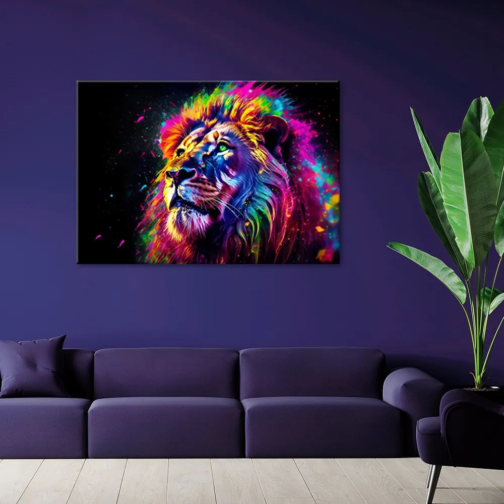 Gario Vászonkép Színek és oroszlán Méret: 120 x 80 cm