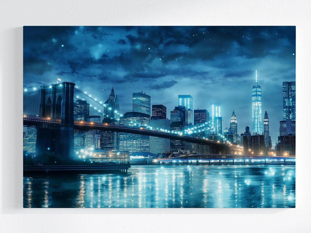Canvas New York Vászonkép Brooklyn Híd Éjszaka Panoráma 120 x 80