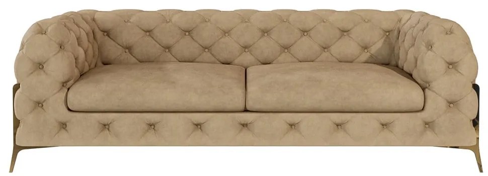 Világosbarna bársony kanapé 225 cm Chelsea Bis – Ropez