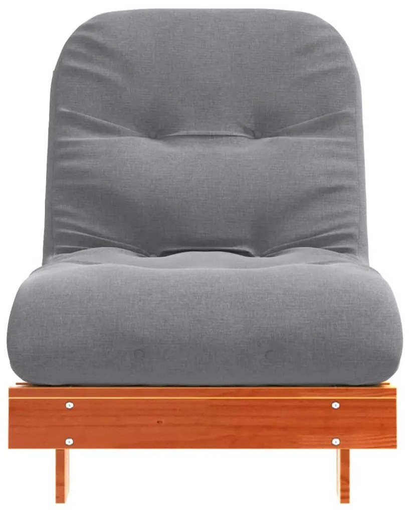 viaszbarna tömör fenyőfa futon kanapéágy matraccal 70x206x11 cm