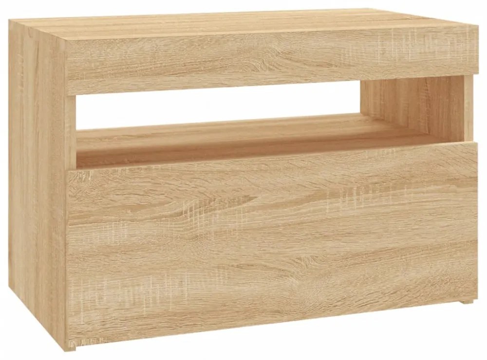 2 db sonoma tölgy színű TV-szekrény LED-lámpákkal 60x35x40 cm