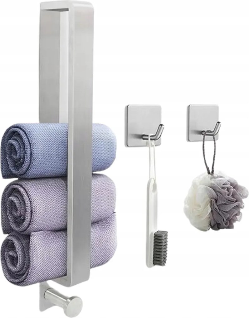 Fürdőszobai Törölközőtartó Állvány, Szálcsiszolt Rozsdamentes Acél, Függőleges