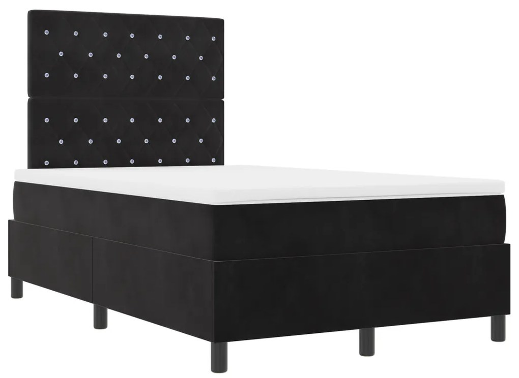 Box Spring Ágy Mattal és LED Fekete 120x190 cm Bársony