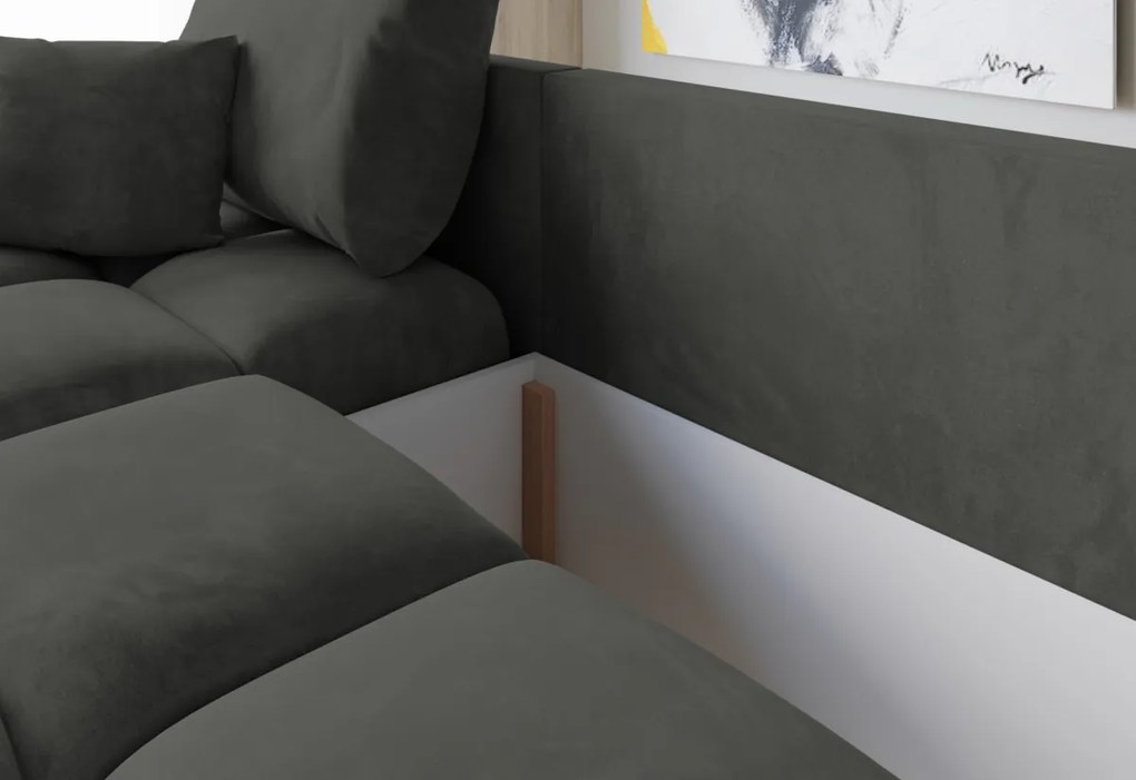 BEGIMIR U ágyazható sarok ülőgarnitúra, 365x85x183, monolith 77