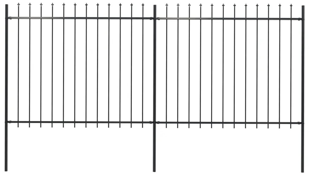 vidaXL fekete acél kerti kerítés lándzsás tetejű 359 x 150 cm