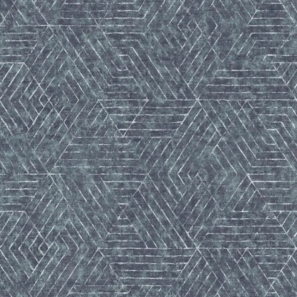 Csíkos És Háromszög Mintás Tapéta, Kék