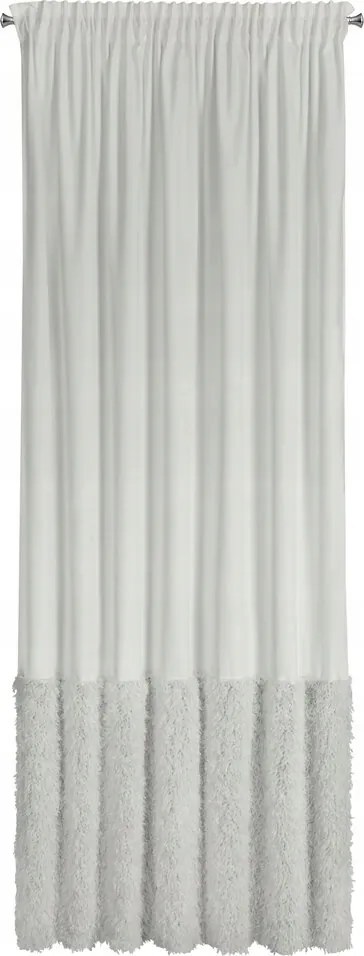 Szalagfüggöny Marion 140x270 fehér bársony, bolyhos applikációval