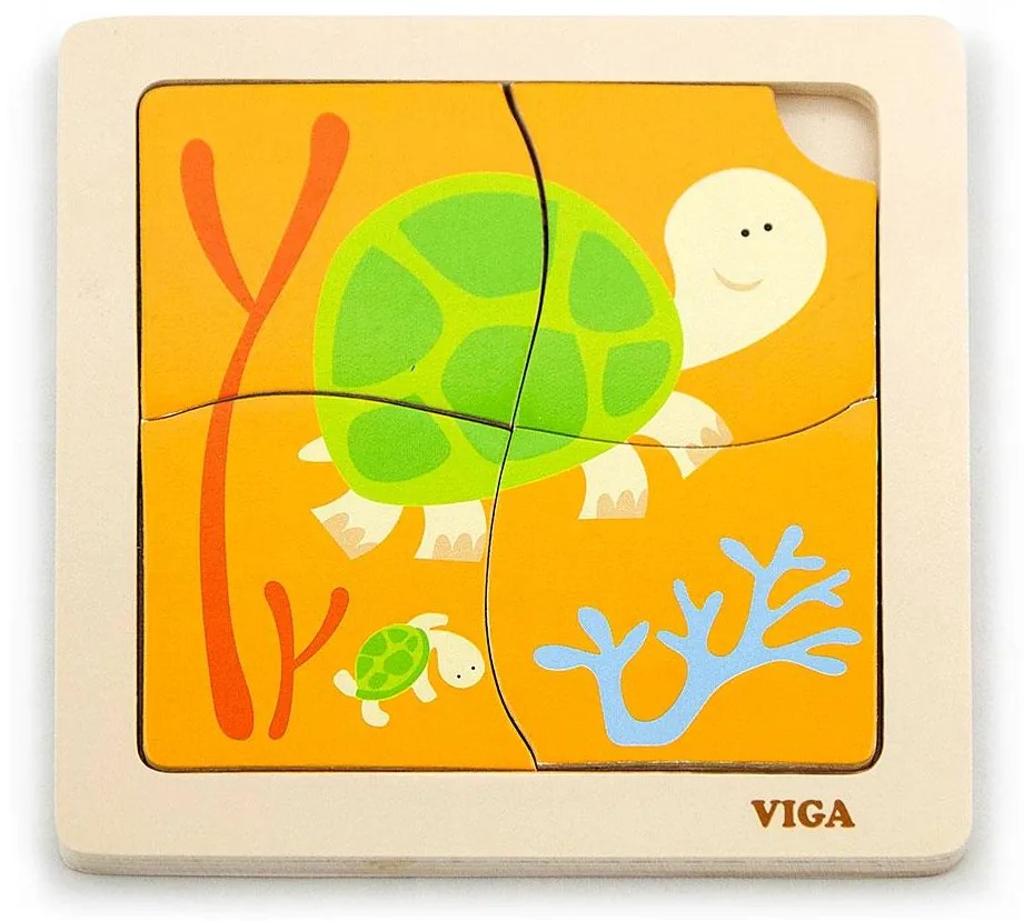 Fa képes kirakó puzzle Viga 4 db teknősbéka