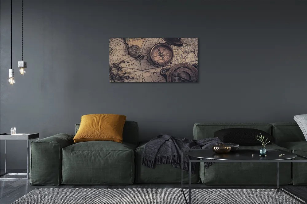 Canvas képek iránytű térkép 125x50 cm
