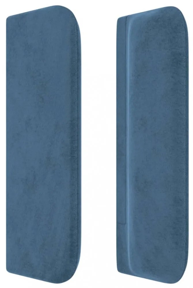 sötétkék bársony fejtámla szárnyakkal 93x16x78/88 cm