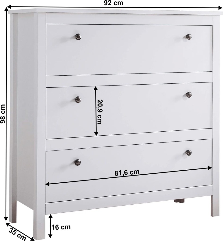 Komód 3S, fehér, OLJE