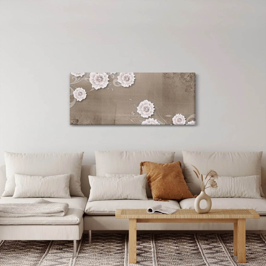 Kép - drapéria virágokkal (120x50 cm)