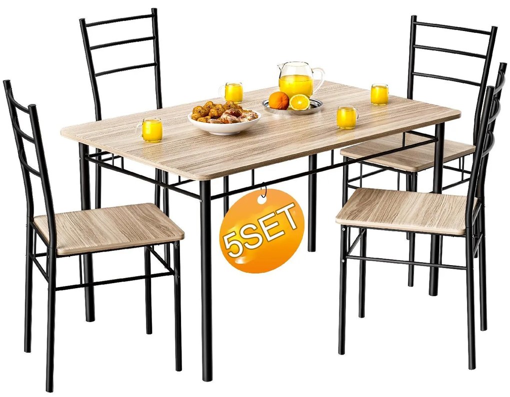 Casaria® Leo étkezőgarnitúra - tölgy