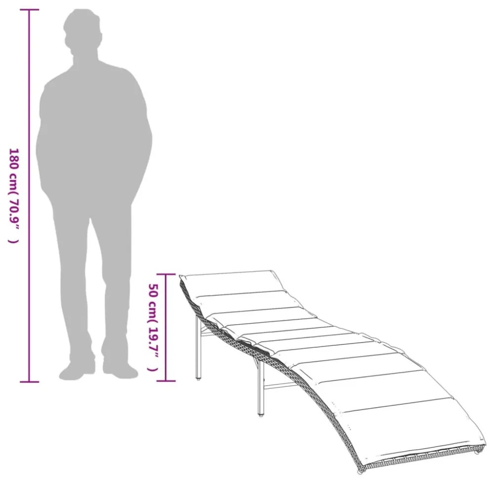 2 db szürke polyrattan napozóágy párnával