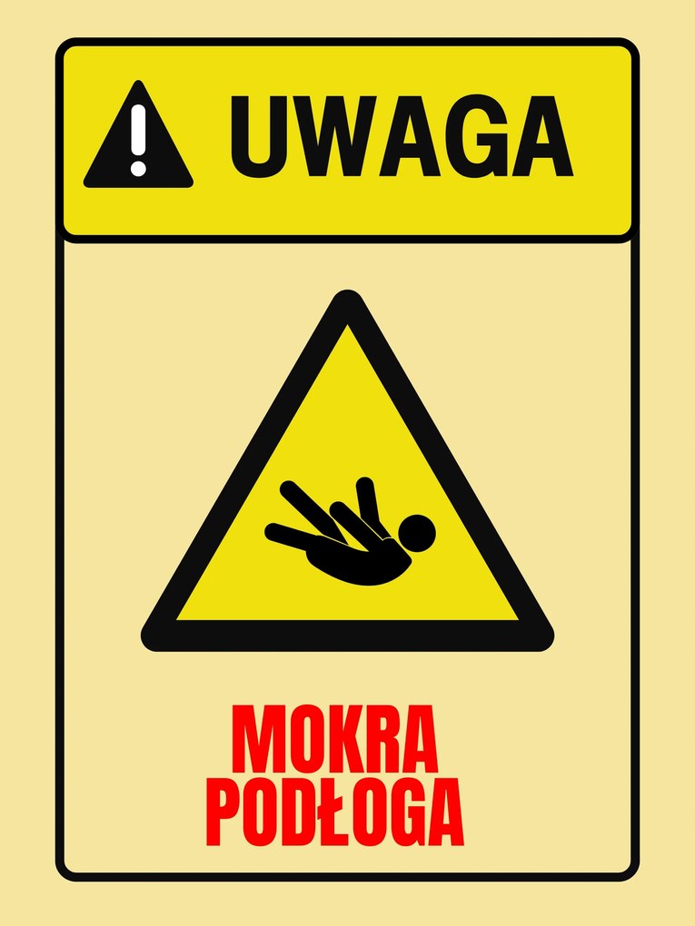 Fém poszter információs információ Figyelem Nedves Padló