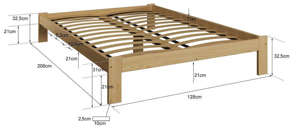 Fa ágy 120x200 VitBed Anzu dió
