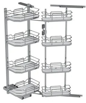 Konyhai fémrács, kamravasalat, 600mm, króm-fehér, csillapított záródás, 8 kosár SIGE, Infinity Line 230B